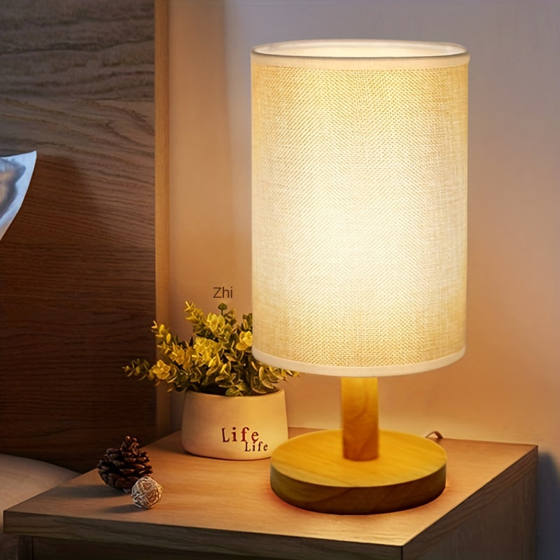 Luminária de Mesa Nórdica USB com Cúpula de Linho