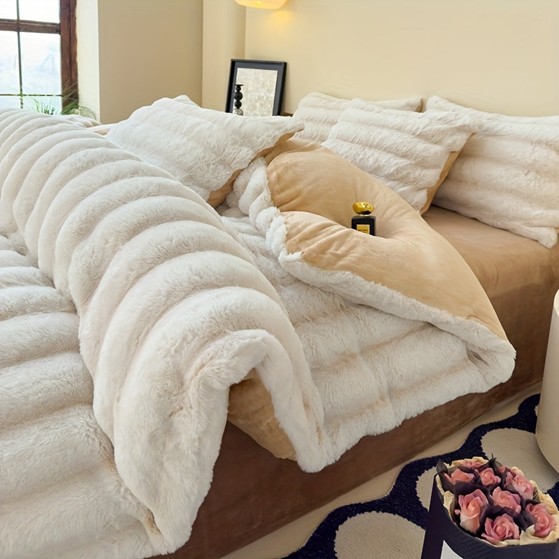 Conjunto de Cama em Veludo com 4 Peças, 5 Cores