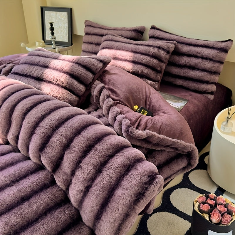 Conjunto de Cama em Veludo com 4 Peças, 5 Cores