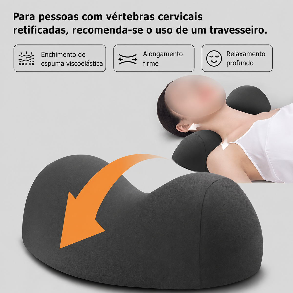 Almofada Cervical de Fibra Siliconada, Capa Lavável