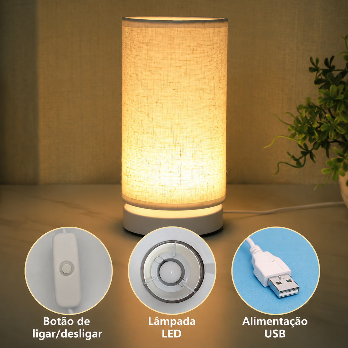 Luminária de Mesa LED com Temperatura Ajustável