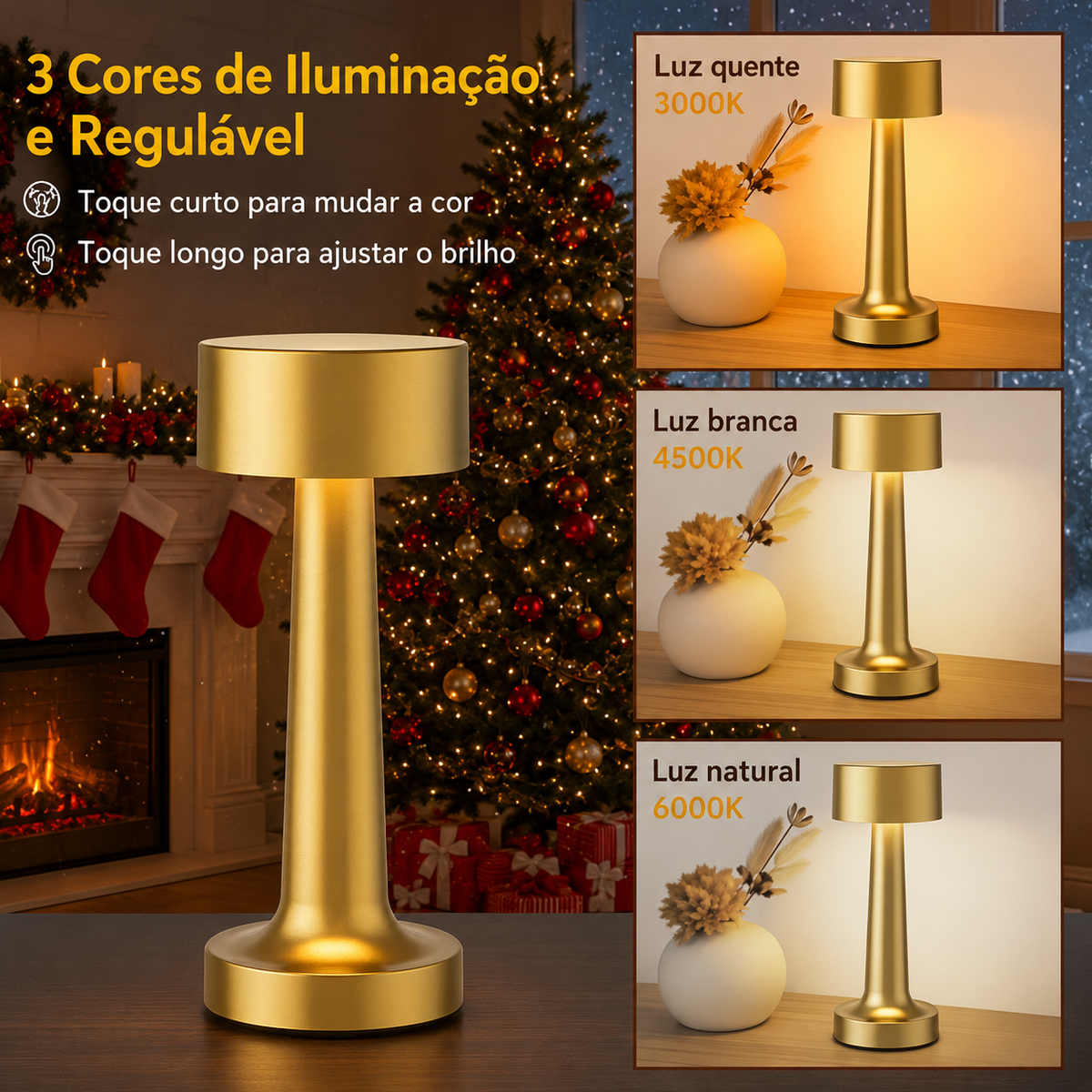 Luminária de Mesa em Metal com Controle por Toque