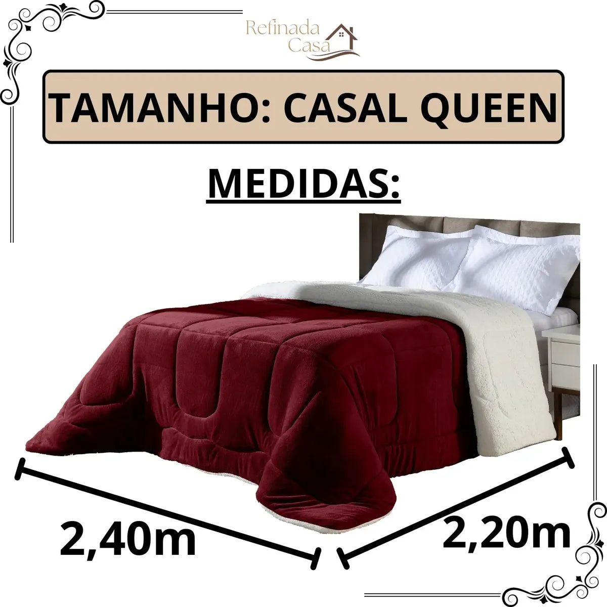 Coberdrom Dupla Face 3 Camadas, Queen 220x240 cm