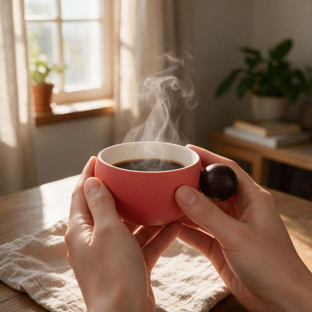 Copo Café Japonês Alça Madeira