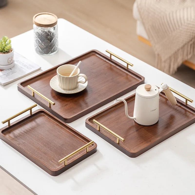 Bandeja de Bambu com Detalhe Dourado - 20x30cm ou 25x36cm