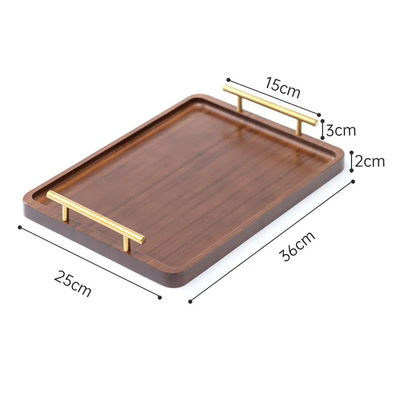 Bandeja de Bambu com Detalhe Dourado - 20x30cm ou 25x36cm