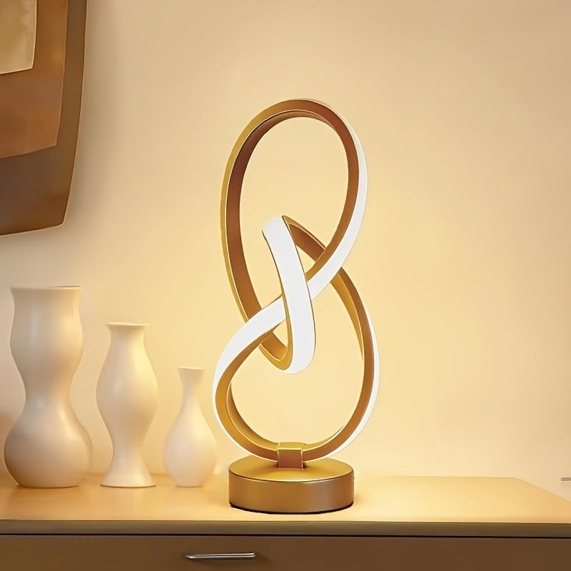 Luminária de Mesa em Espiral de Metal Preto ou Dourado