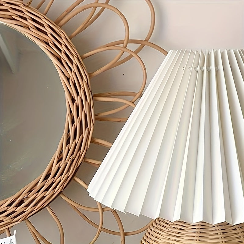 Abajur de Cúpula Plissada com Base de Metal, Branco