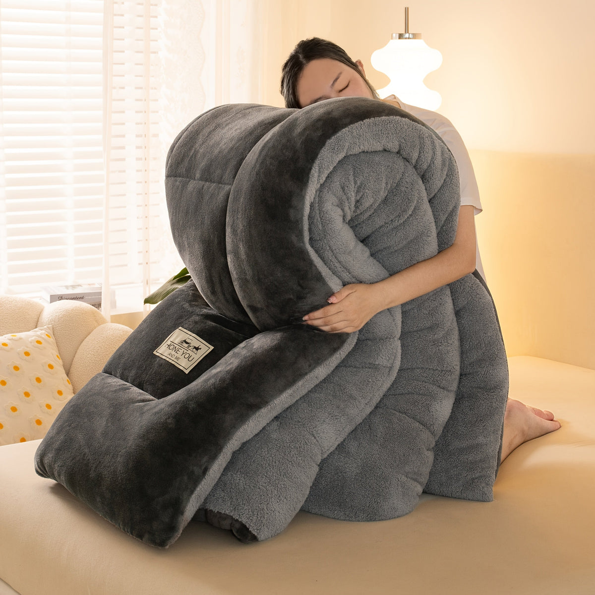 Edredom Fleece Cordeiro Dupla Face, 2 Cores