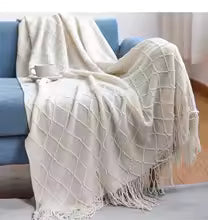 Cáqui presente cobertor de malha com borlas grosso vintage luxo fazenda lance colcha cobertor de grandes dimensões capa manta para sofá