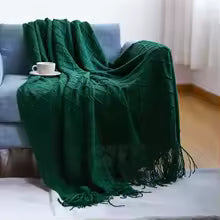 Cáqui presente cobertor de malha com borlas grosso vintage luxo fazenda lance colcha cobertor de grandes dimensões capa manta para sofá