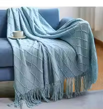Cáqui presente cobertor de malha com borlas grosso vintage luxo fazenda lance colcha cobertor de grandes dimensões capa manta para sofá