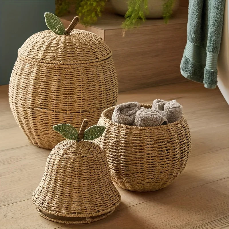 Cesta Decorativa em Formato de Maçã e Pêra com Tampa