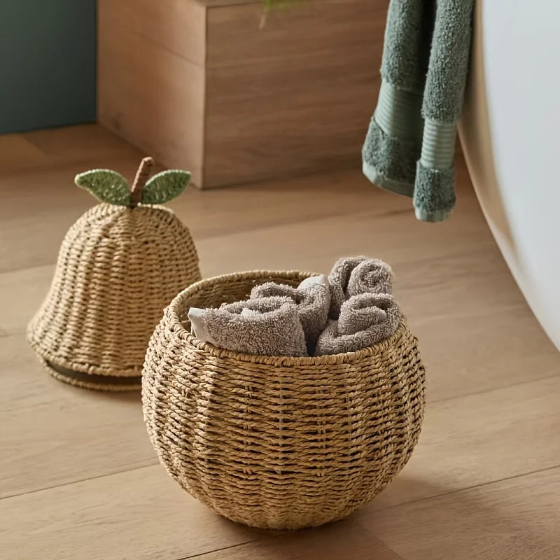 Cesta Decorativa em Formato de Maçã e Pêra com Tampa