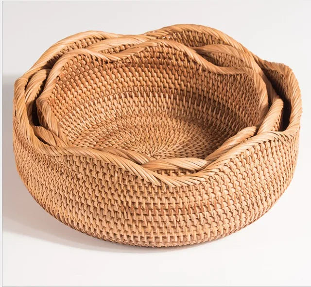 Cestas de Vime Natural - Kit 3 Peças Artesanal