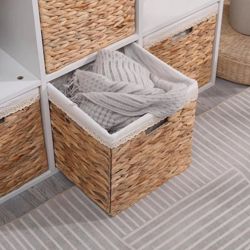 Cesta Organizadora Quadrada de Fibra Natural para Nicho