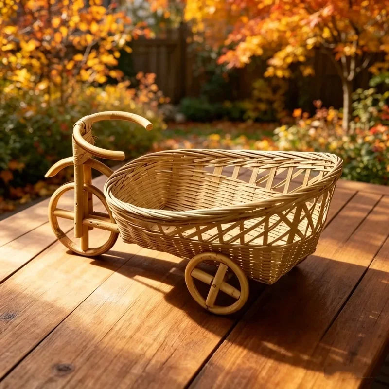 Cesta Decorativa de Bambu em Formato de Triciclo