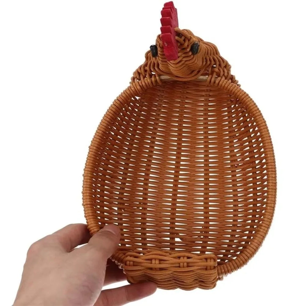 Porta Ovos de Rattan em Formato de Galinha, Pato ou Ganso