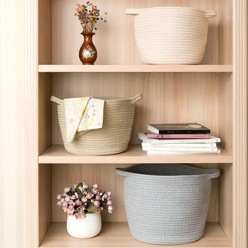 Cesto de Corda Grande para Roupa em 5 Cores
