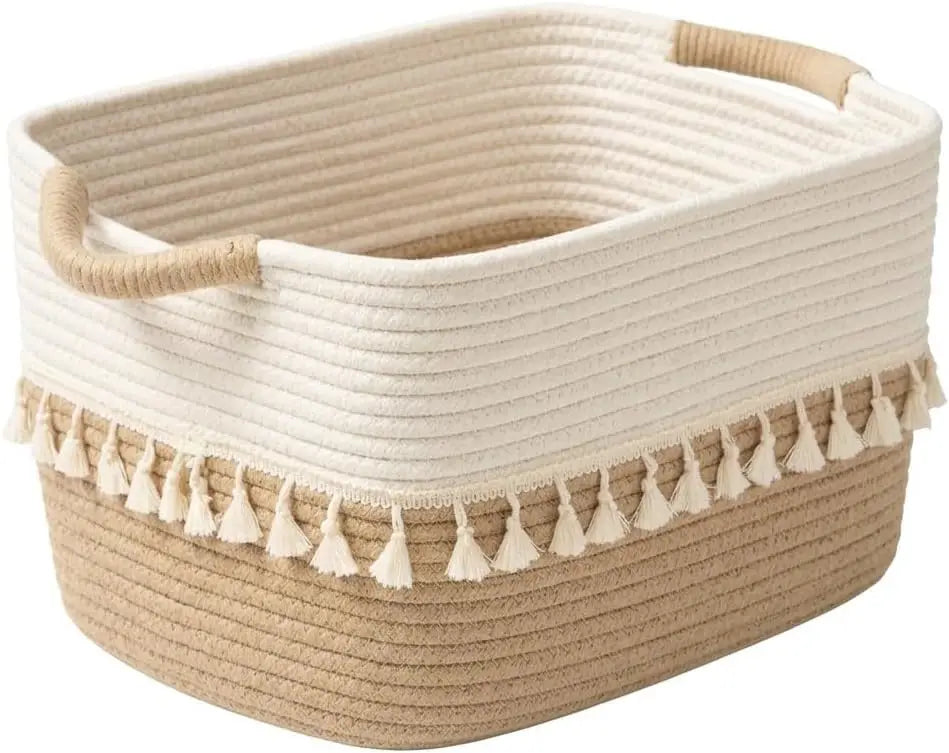 Cesto Organizador Boho de Corda com Franjas
