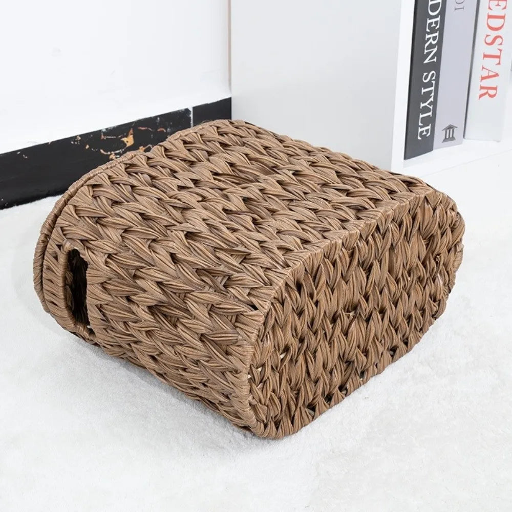 Cesto Oval de Fibra com Tampa Basculante, 30 x 17 cm