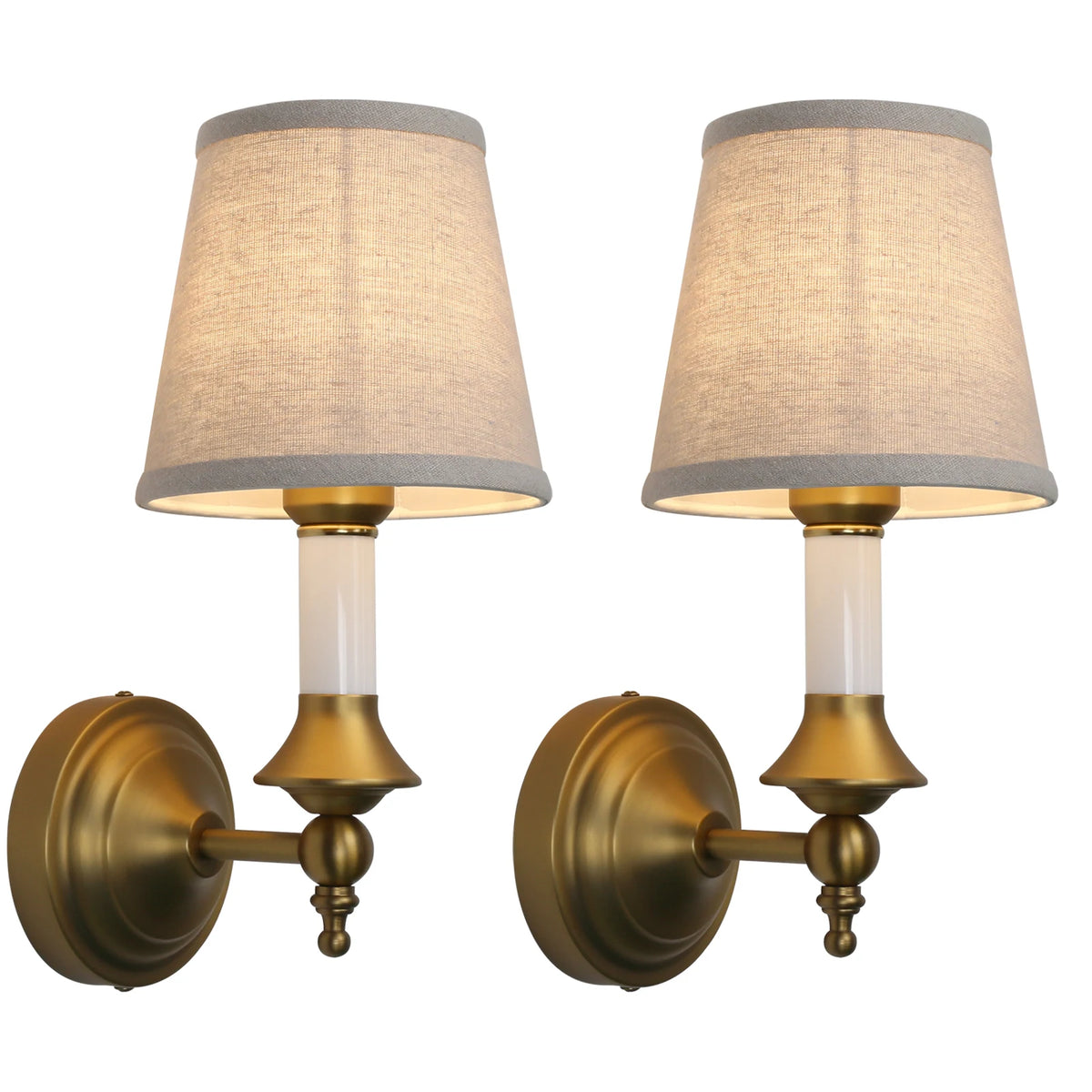 Conjunto de 2 Luminárias de Parede Permo, Luminária de Parede Clássica Retro com Abajur de Linho em Forma de Funil, Adequada para Corredores, Quartos, Hall de Entrada