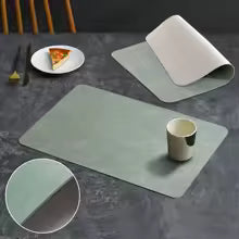 Conjunto de jogos americanos de couro sintético, 1/4/6 peças, resistente ao calor, antiderrapante, à prova d'água, lados duplos, tapetes de mesa pu para cozinha e jantar