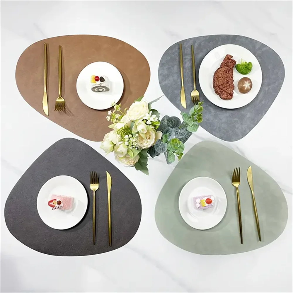 Conjuntos americanos de couro PU, porta-copos de café à prova d'água, tapetes de mesa de cozinha, fáceis de limpar, tapetes de mesa de jantar de cozinha sem rugas