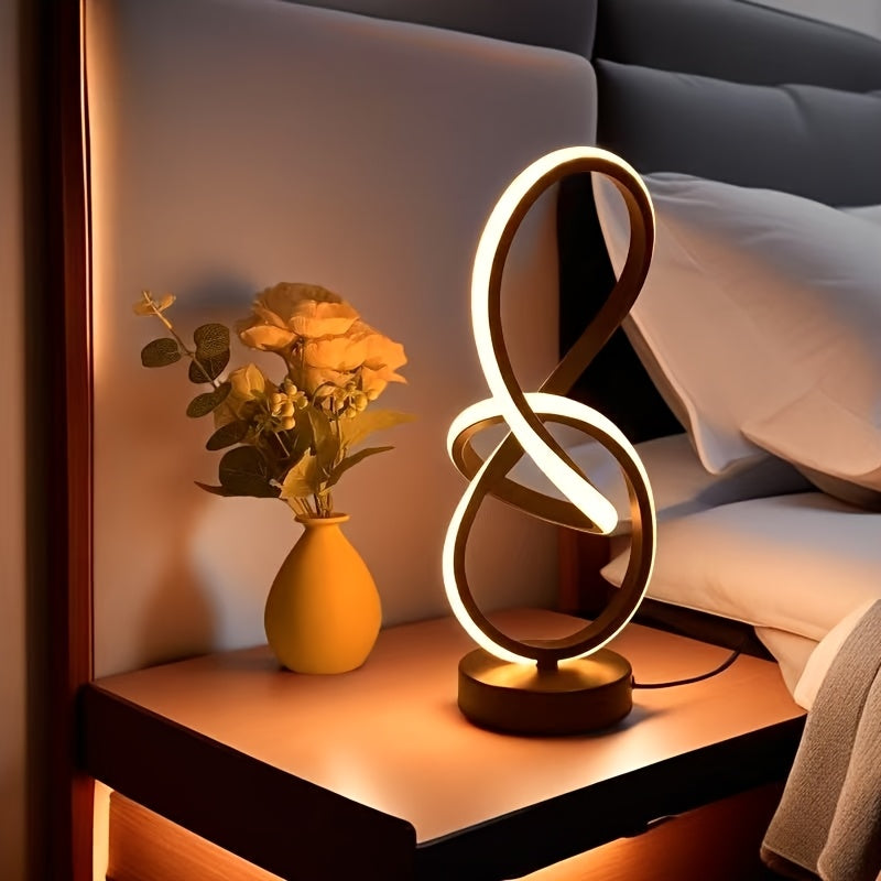 Luminária de Mesa em Espiral de Metal Preto ou Dourado