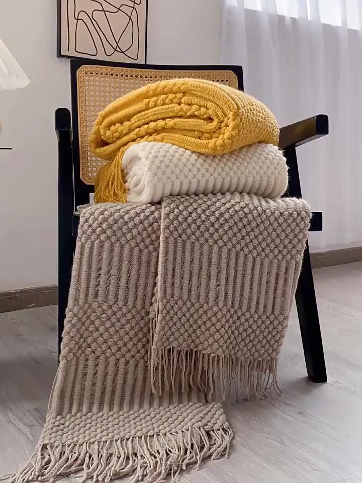 Manta de Pelo Sintético com Borlas para Sofá