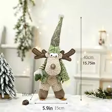 Estatuetas de bonecos de neve verdes para o Natal, decoração de cenas natalinas e enfeites de bonecos que realçam o ambiente, disponíveis em vários estilos, incluindo renas, bonecos de neve e designs de snowboard/esqui, adequados para decorações de férias, vitrines de shoppings e hotéis.