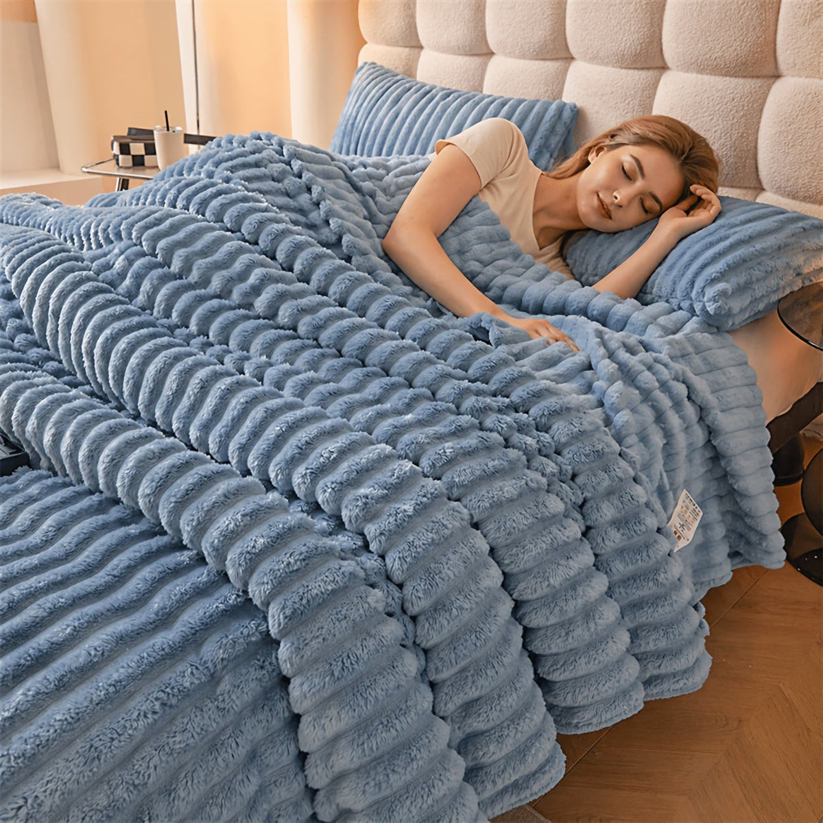 Manta Dupla Face de Pelo Sintético para Sofá e Cama