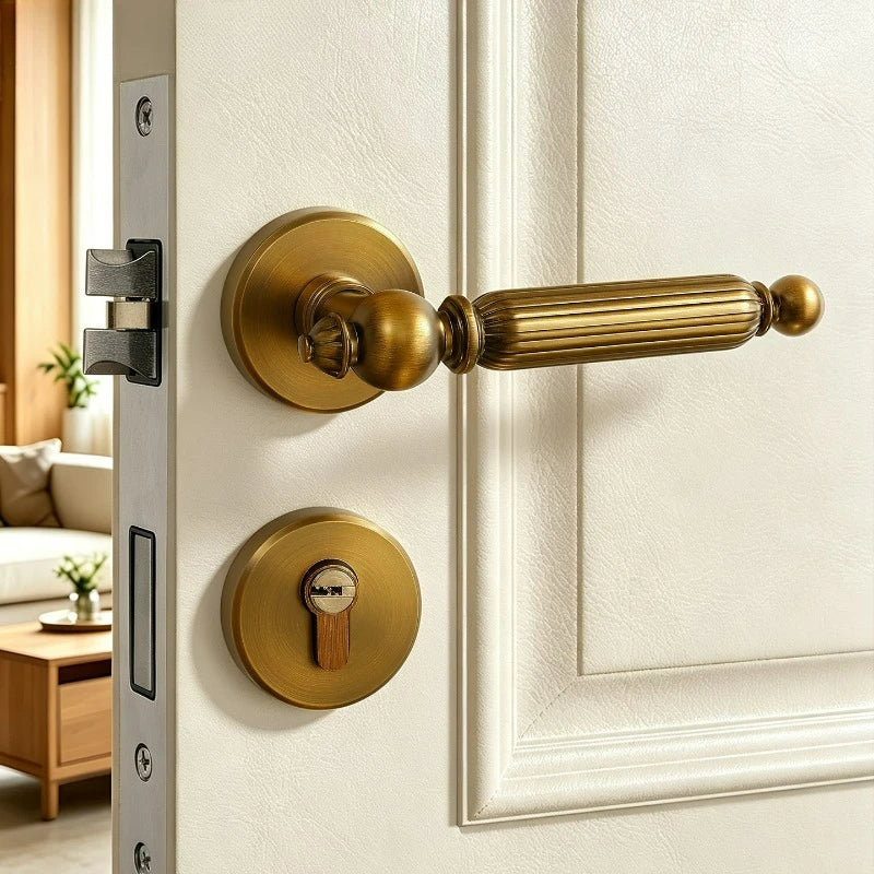 Fechadura de Porta de Quarto com Estilo Antigo, Sensação de Alta Qualidade, Universal para Cozinha Interna, Fechadura Silenciosa para Porta de Madeira