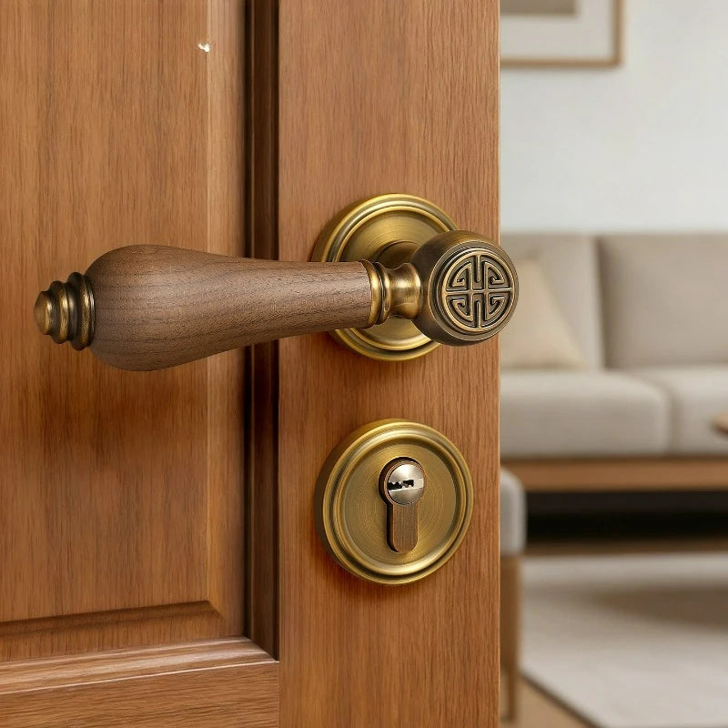 Fechadura de Porta Silenciosa Estilo Francês Luxo Leve Bronze Antigo Universal para Quarto e Escritório