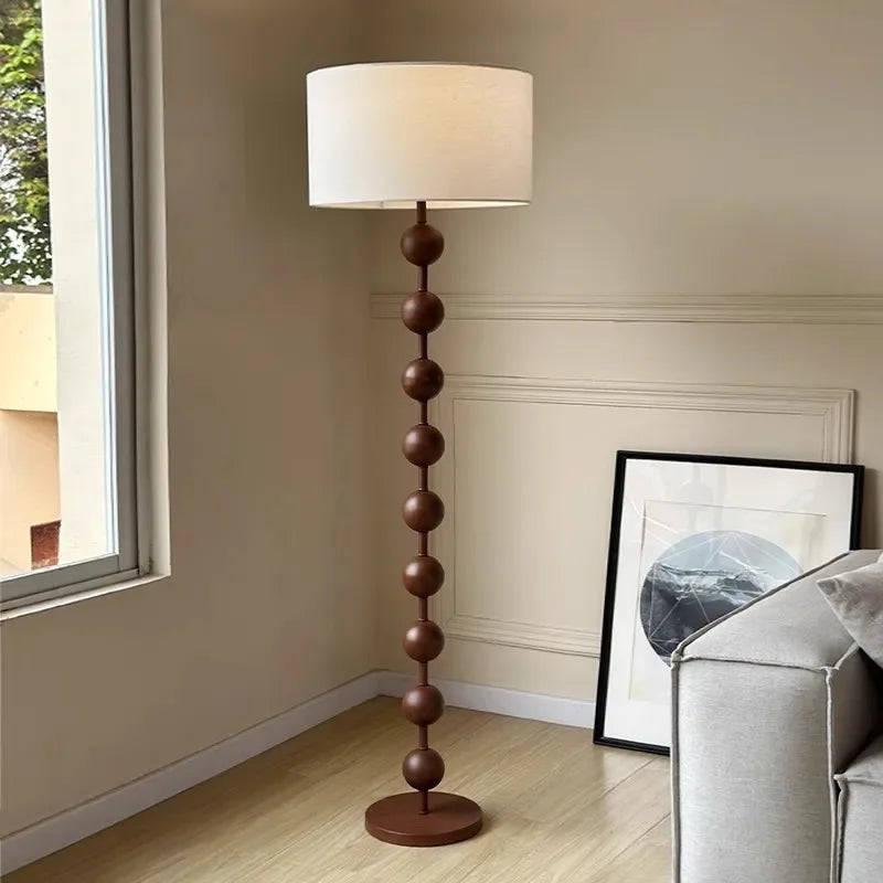 Luminária de Chão Retrô em Madeira para Sala e Quarto