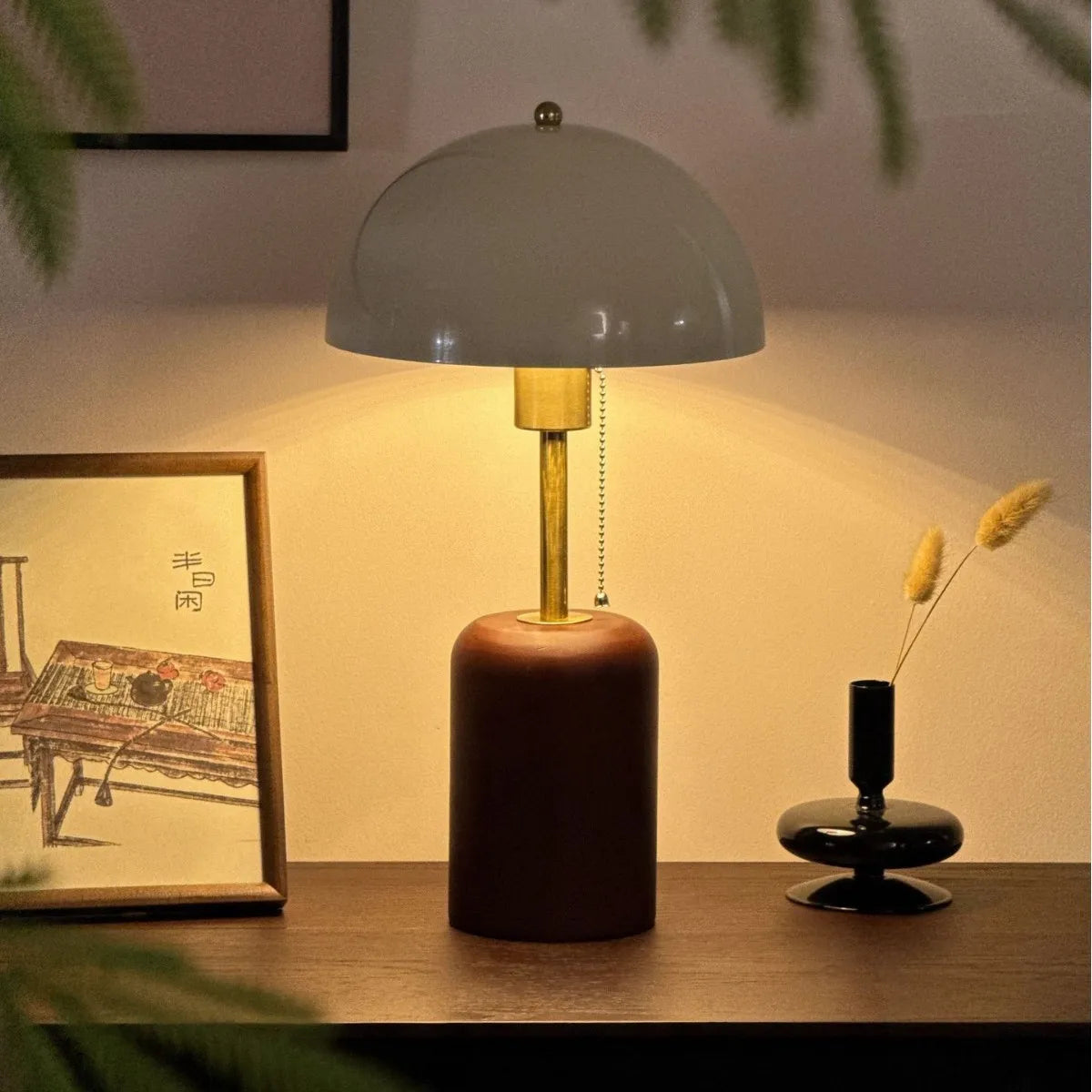 Luminária de Mesa Estilo Retro do Sudeste Asiático para Quarto, Estudo, Sala de Estar, Mesa Lateral, Atmosfera de Alto Padrão, Luminária de Cabeceira em Madeira Sólida
