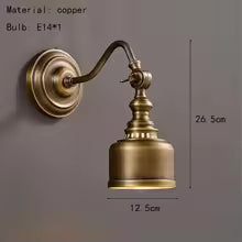 Luminária de Parede Vintage em Cobre com Vidro Transparente