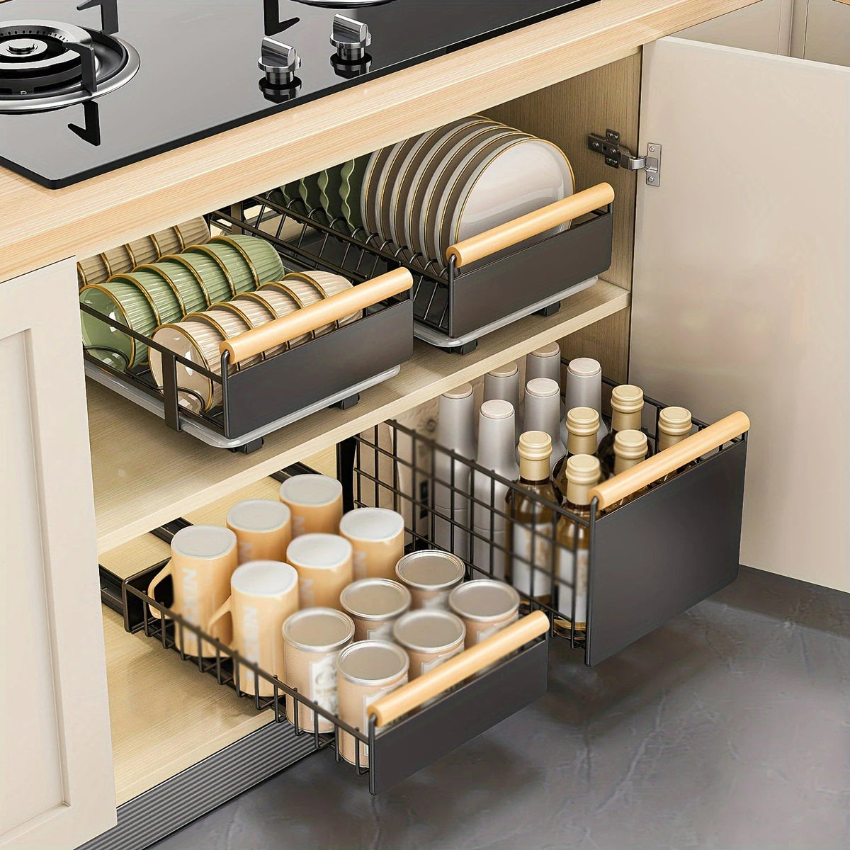 Organizador Deslizante Multifuncional para Armário de Cozinha