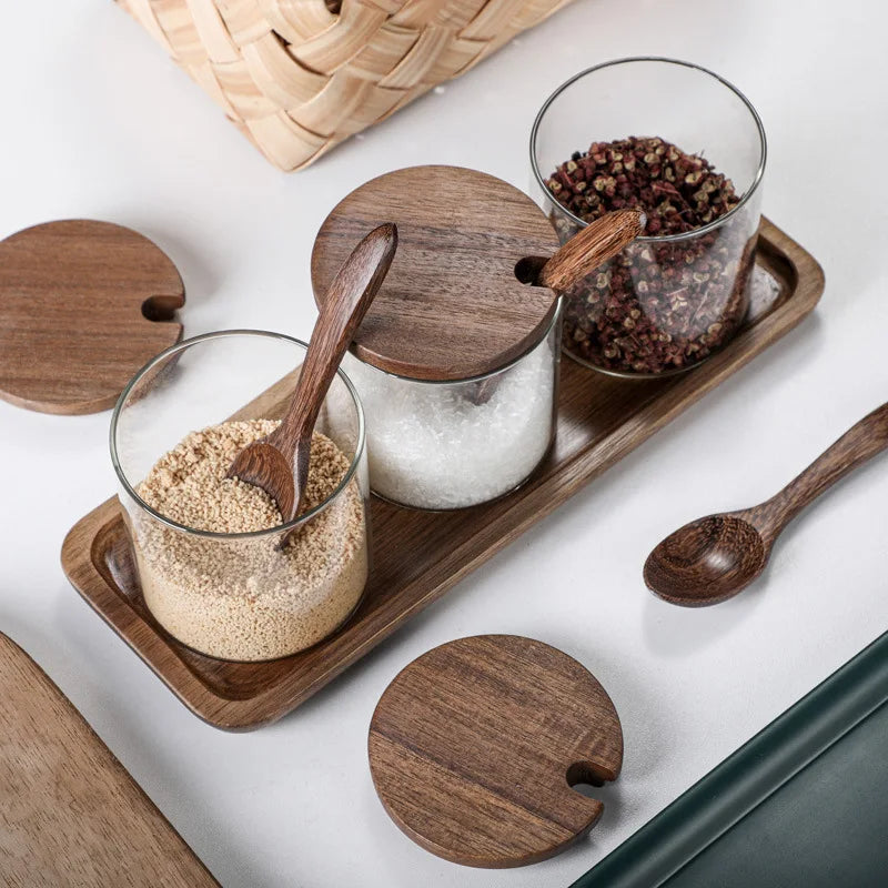 Potes de Vidro para Temperos e Especiarias - Kit 3 Peças