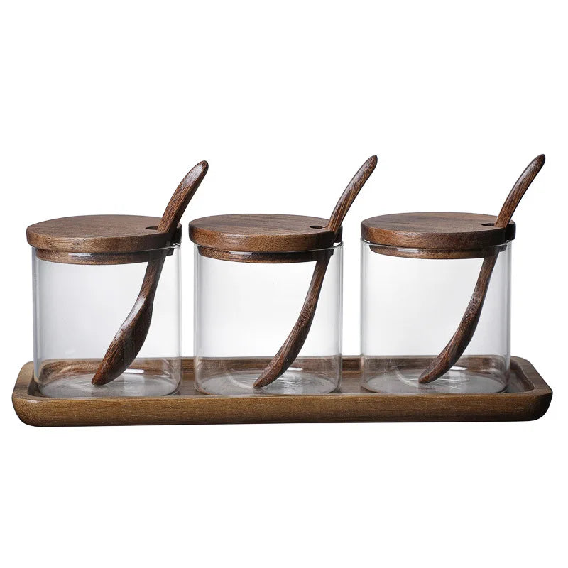 Potes de Vidro para Temperos e Especiarias - Kit 3 Peças