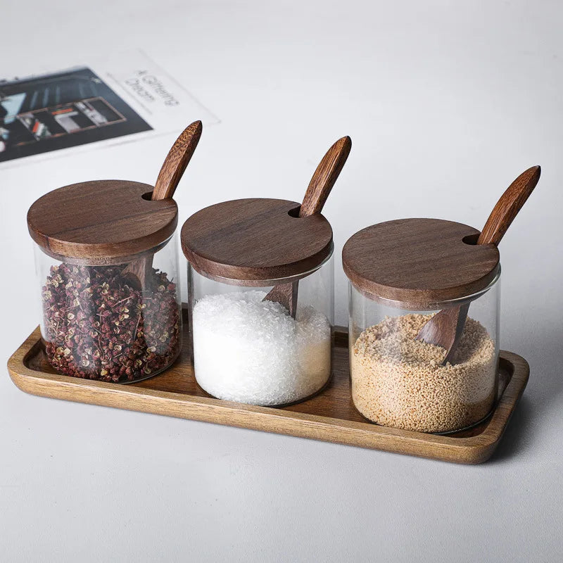 Potes de Vidro para Temperos e Especiarias - Kit 3 Peças