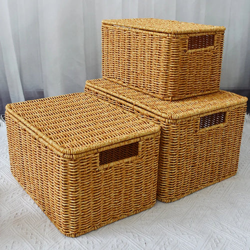 Caixa Organizadora de Rattan Sintético com Tampa
