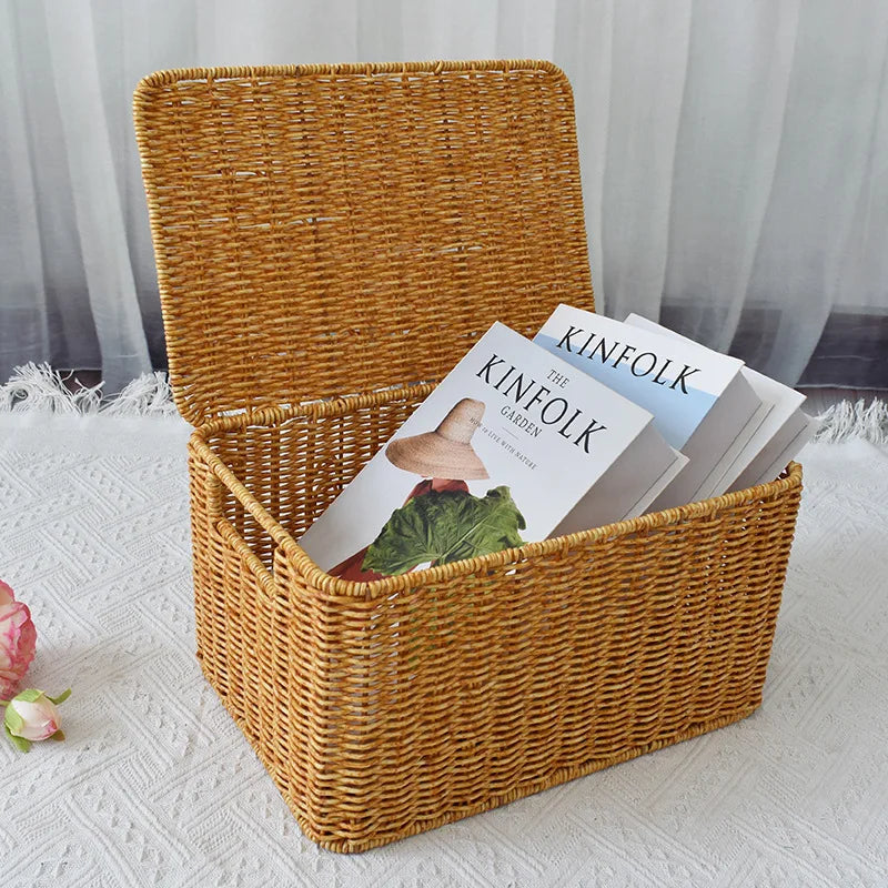 Caixa Organizadora de Rattan Sintético com Tampa