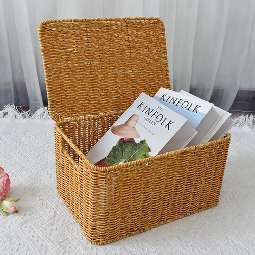 Caixa Organizadora de Rattan Sintético com Tampa